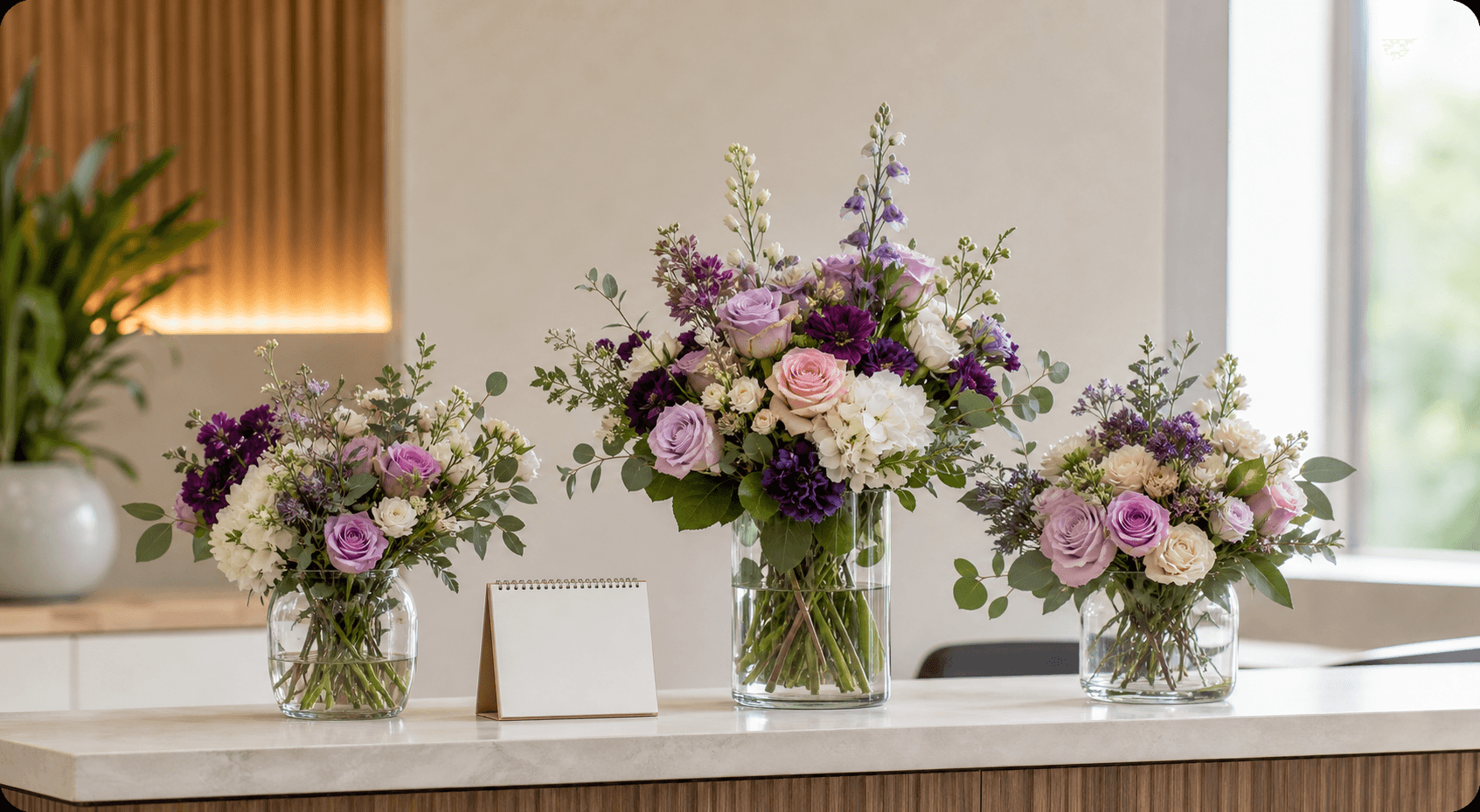 Recurring floral arrangements for a business interior