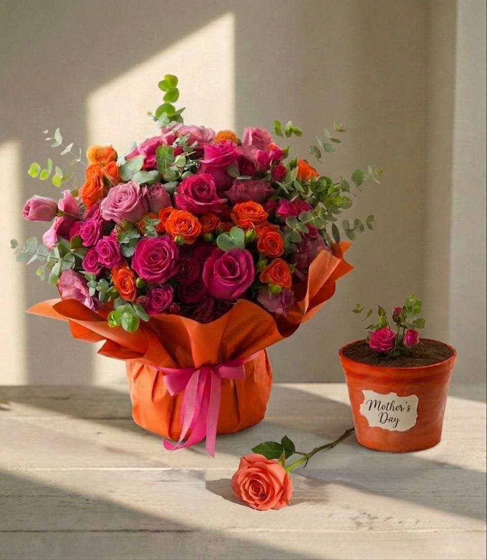 Vibrant Embrace Arrangement & Cake photo 2