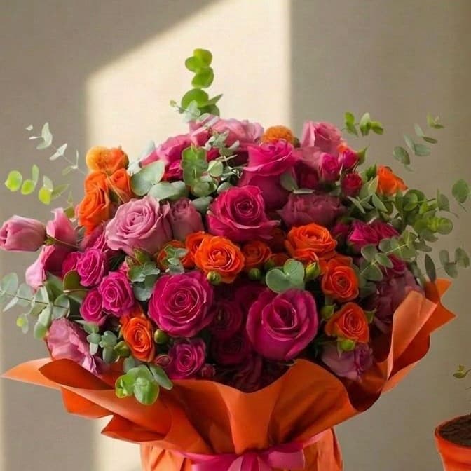 Vibrant Embrace Arrangement & Cake photo 3