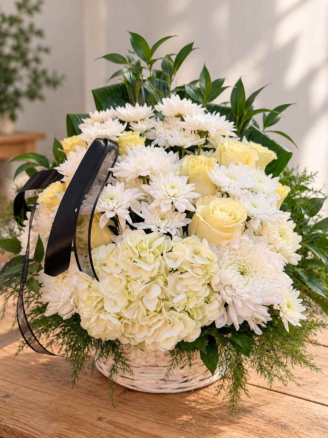Elegant White Sympathy Basket photo 1